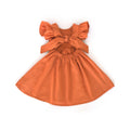 Linen-Cotton Blend Baby Dress: Back Bow Girl's Dress