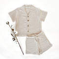 Linen Cotton Kid Set: Lightweight Neutral Summer Clothing