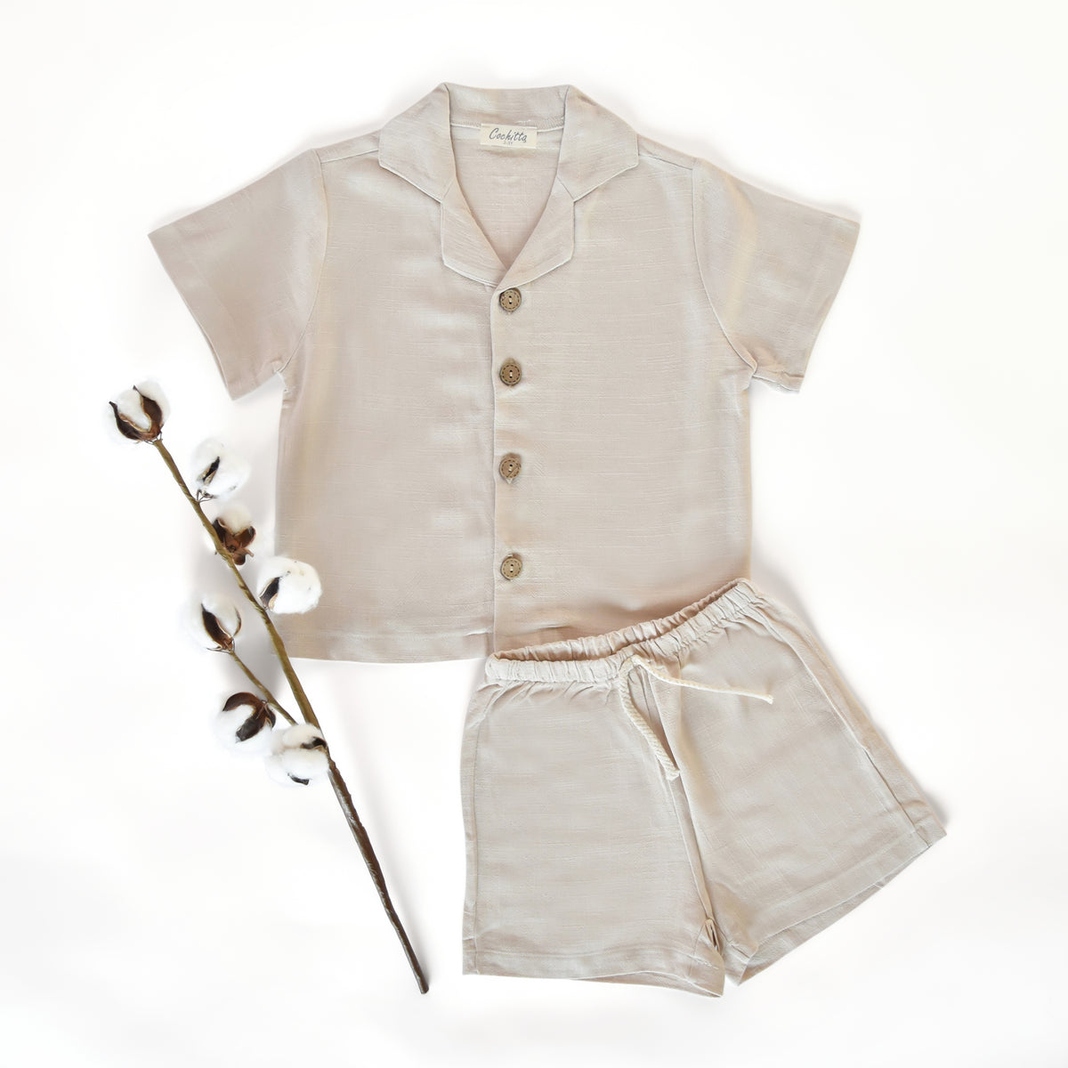 Linen Cotton Kid Set: Lightweight Neutral Summer Clothing