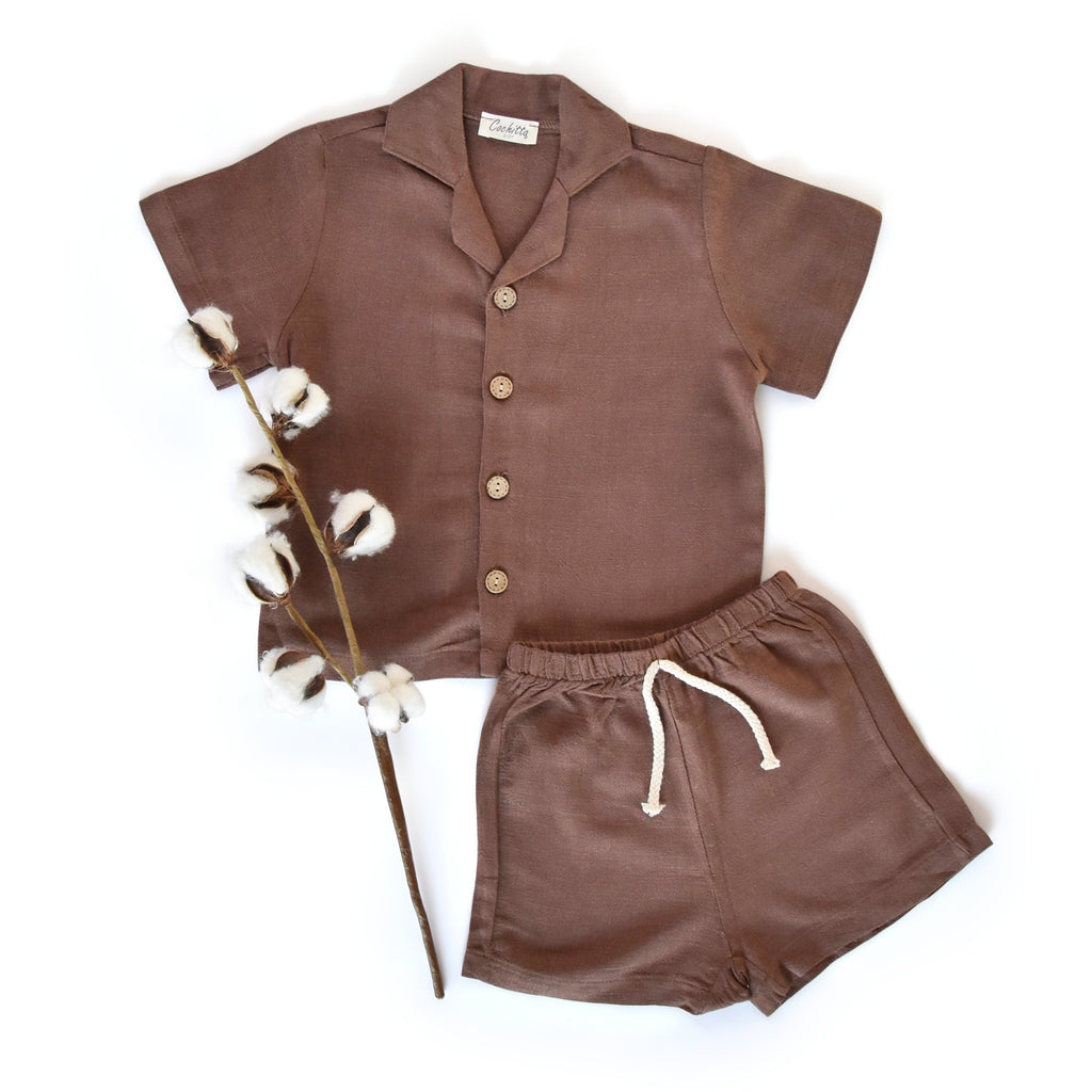Linen Cotton Kid Set: Lightweight Neutral Summer Clothing