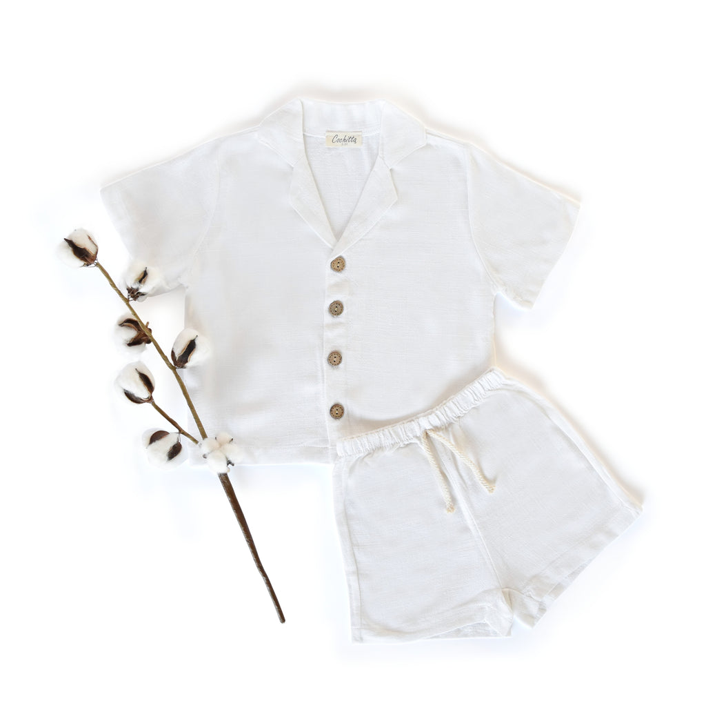 Linen Cotton Kid Set: Lightweight Neutral Summer Clothing