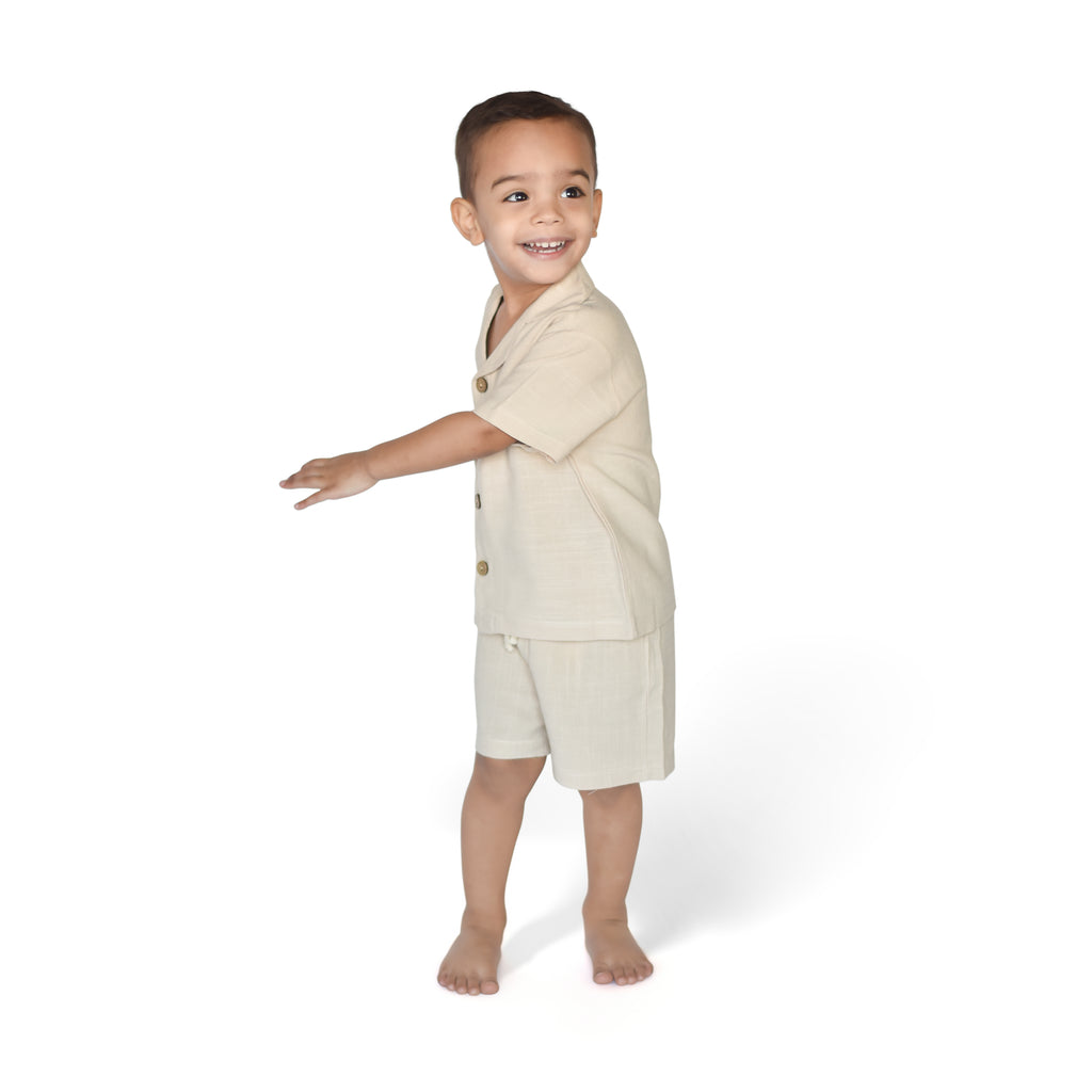 Linen Cotton Kid Set: Lightweight Neutral Summer Clothing